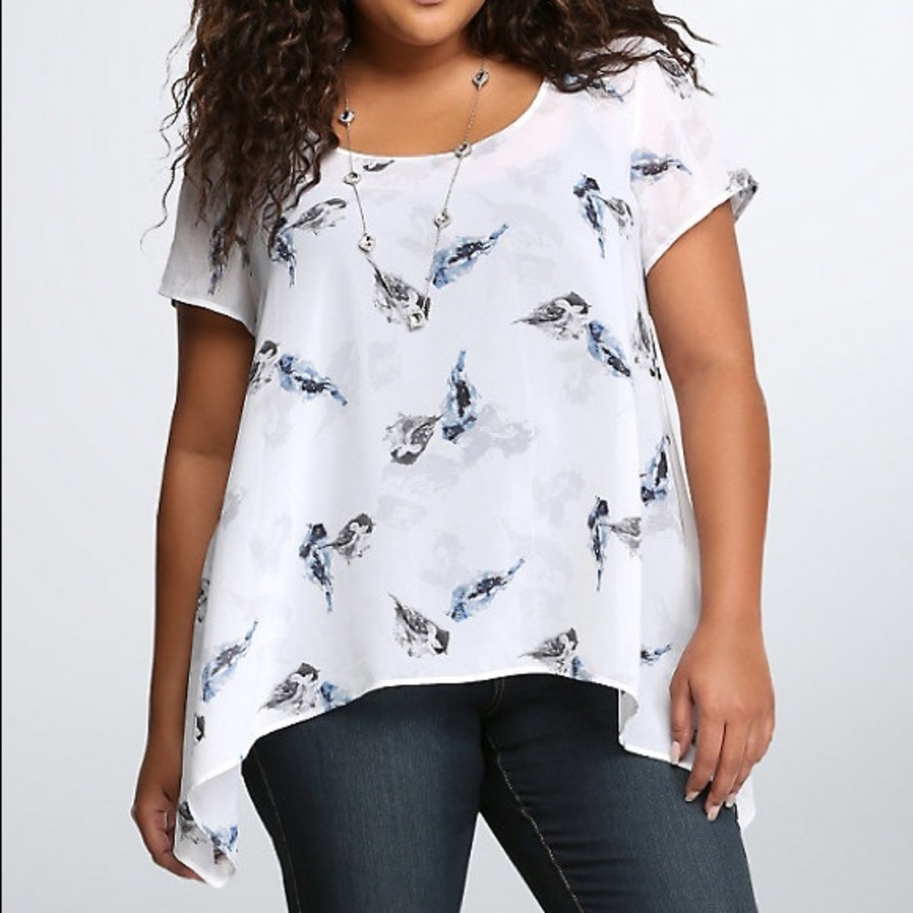 5X White Blue Bird T shirt Torrid